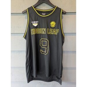 Naruto Shippuden BoxLunch Jersey Mens Large Black Hidden Leaf Uzumaki 9 Tank